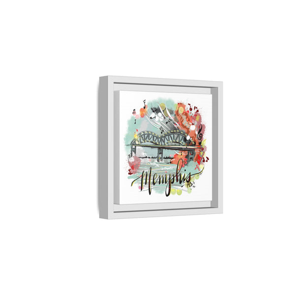 Framed Canvas Wall Art - Memphis Bridge with Music Motif