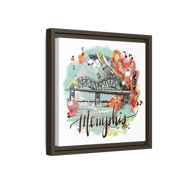 Framed Canvas Wall Art - Memphis Bridge with Music Motif
