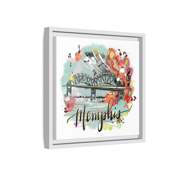 Framed Canvas Wall Art - Memphis Bridge with Music Motif