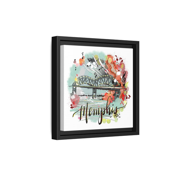 Framed Canvas Wall Art - Memphis Bridge with Music Motif
