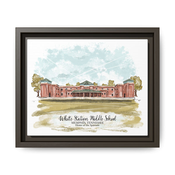 Framed Canvas Art of White Station Middle School - Perfect Gift for Alumni and Educators