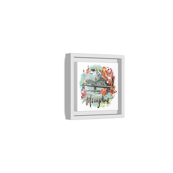 Framed Canvas Wall Art - Memphis Bridge with Music Motif