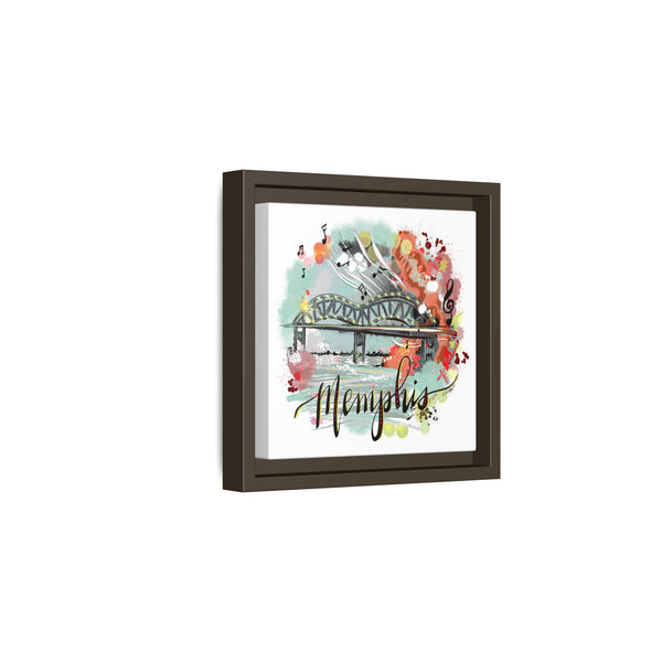 Framed Canvas Wall Art - Memphis Bridge with Music Motif