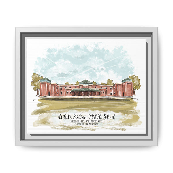 Framed Canvas Art of White Station Middle School - Perfect Gift for Alumni and Educators