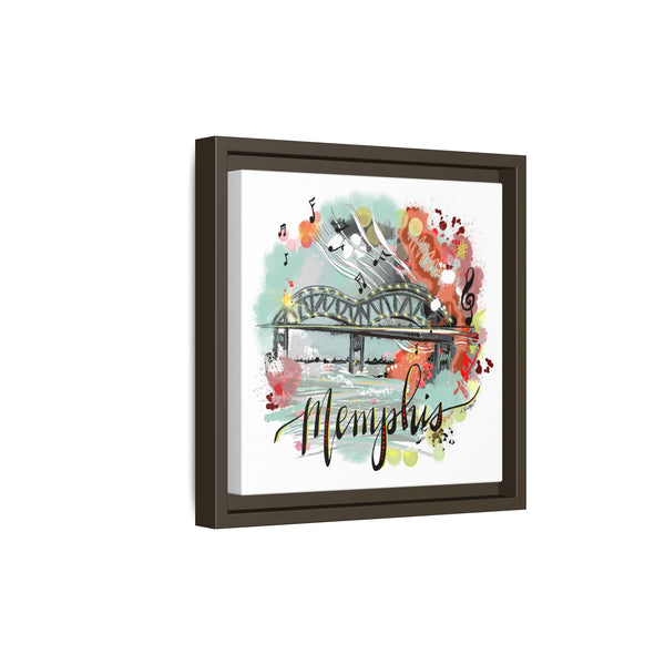 Framed Canvas Wall Art - Memphis Bridge with Music Motif