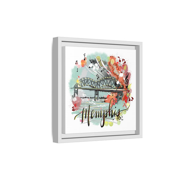 Framed Canvas Wall Art - Memphis Bridge with Music Motif