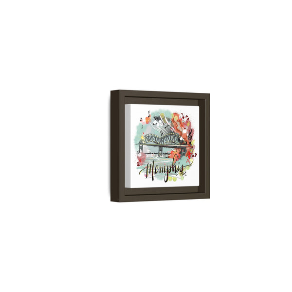 Framed Canvas Wall Art - Memphis Bridge with Music Motif