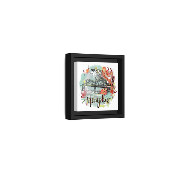 Framed Canvas Wall Art - Memphis Bridge with Music Motif