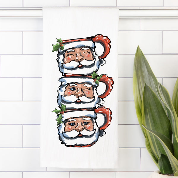 Stacked Santa Flour Sack Towel