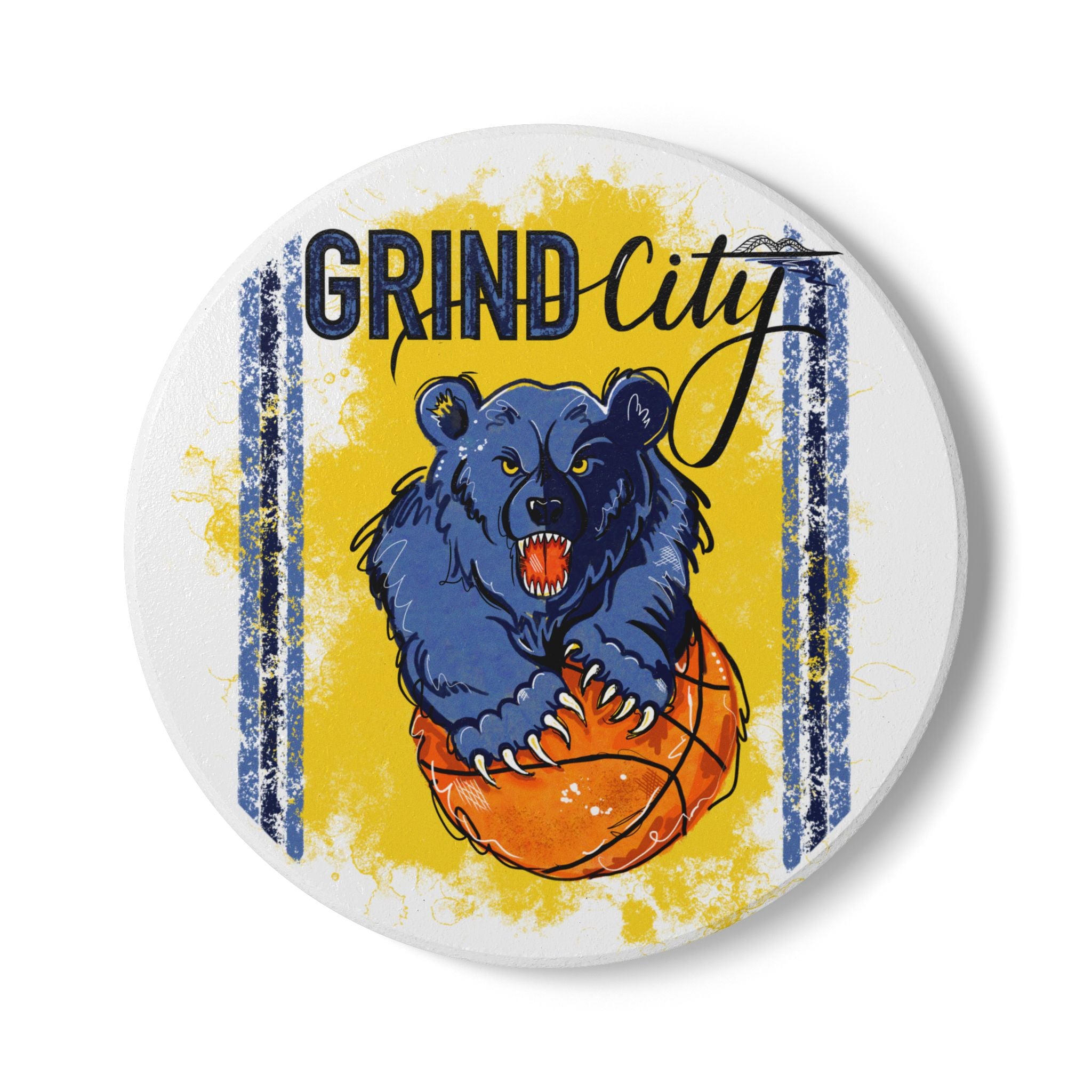 Grind City Basketball Ceramic Coaster - Unique Home Decor for Sports Fans