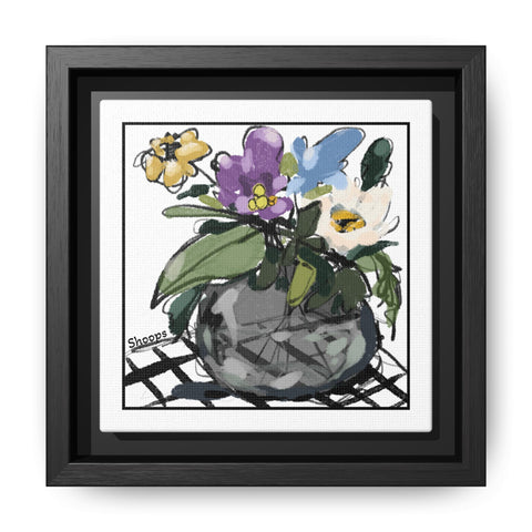 Framed Floral Canvas Art – Colorful Flower Arrangement