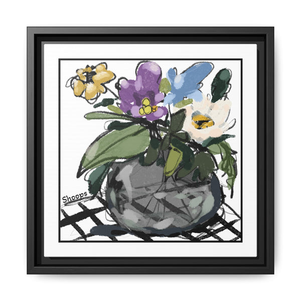 Framed Floral Canvas Art – Colorful Flower Arrangement