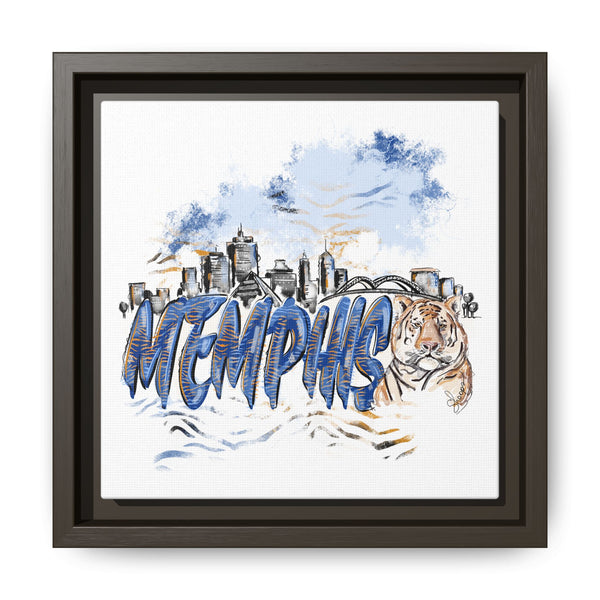Framed Matte Canvas Art - Memphis Tigers Skyline