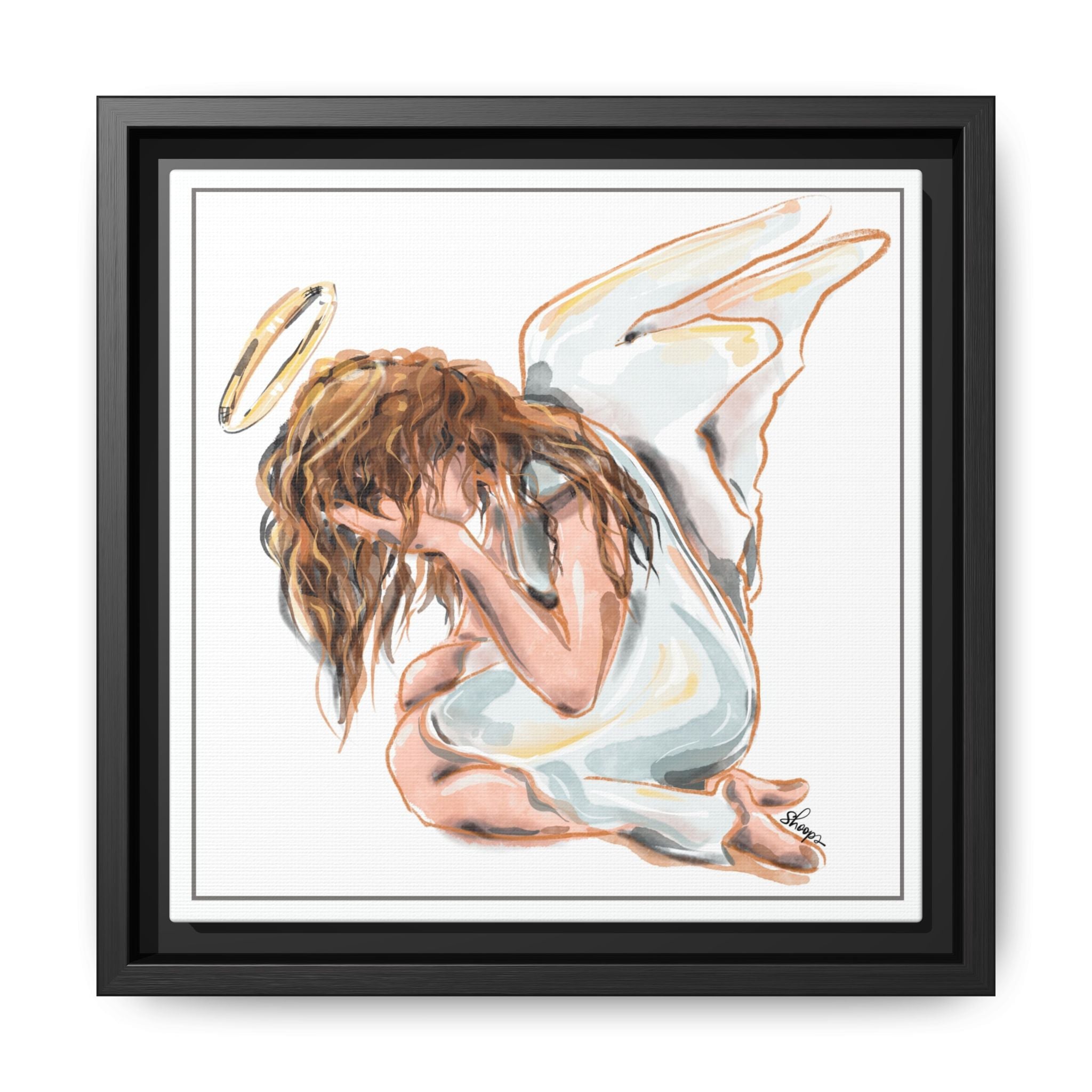 Framed Angel Canvas Art - Serenity Decor for Home