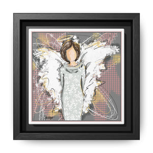 Framed Canvas Art: Angel With Fun Background