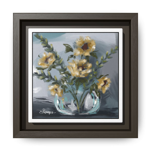Framed Floral Canvas Art - Soft Sunflowers