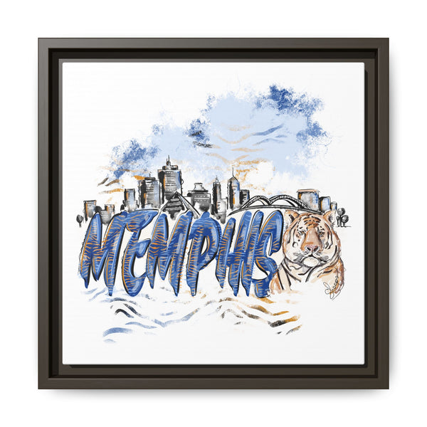 Framed Matte Canvas Art - Memphis Tigers Skyline