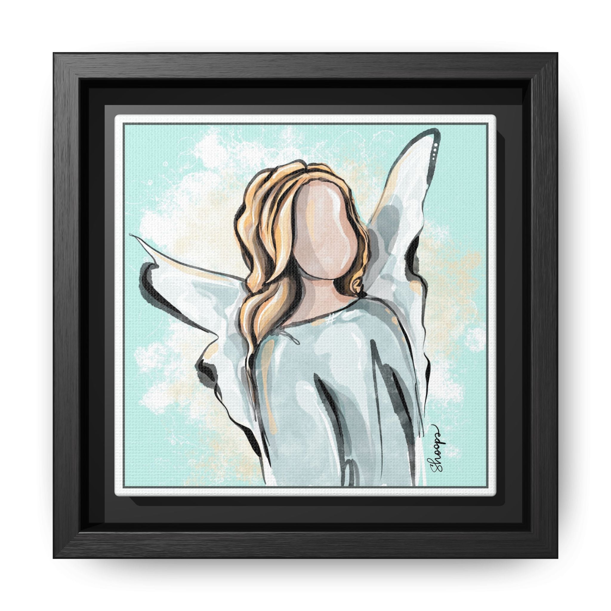 Framed Angel Art Print - Multi-Color Matte Canvas Wall Decor