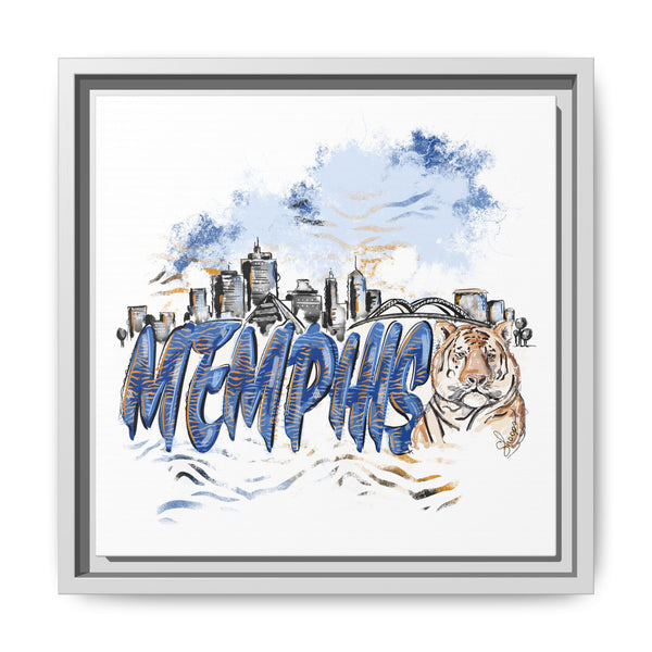 Framed Matte Canvas Art - Memphis Tigers Skyline