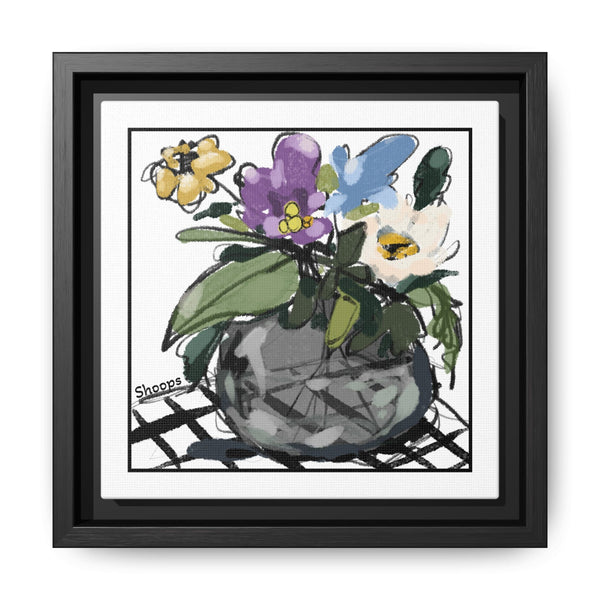 Framed Floral Canvas Art – Colorful Flower Arrangement