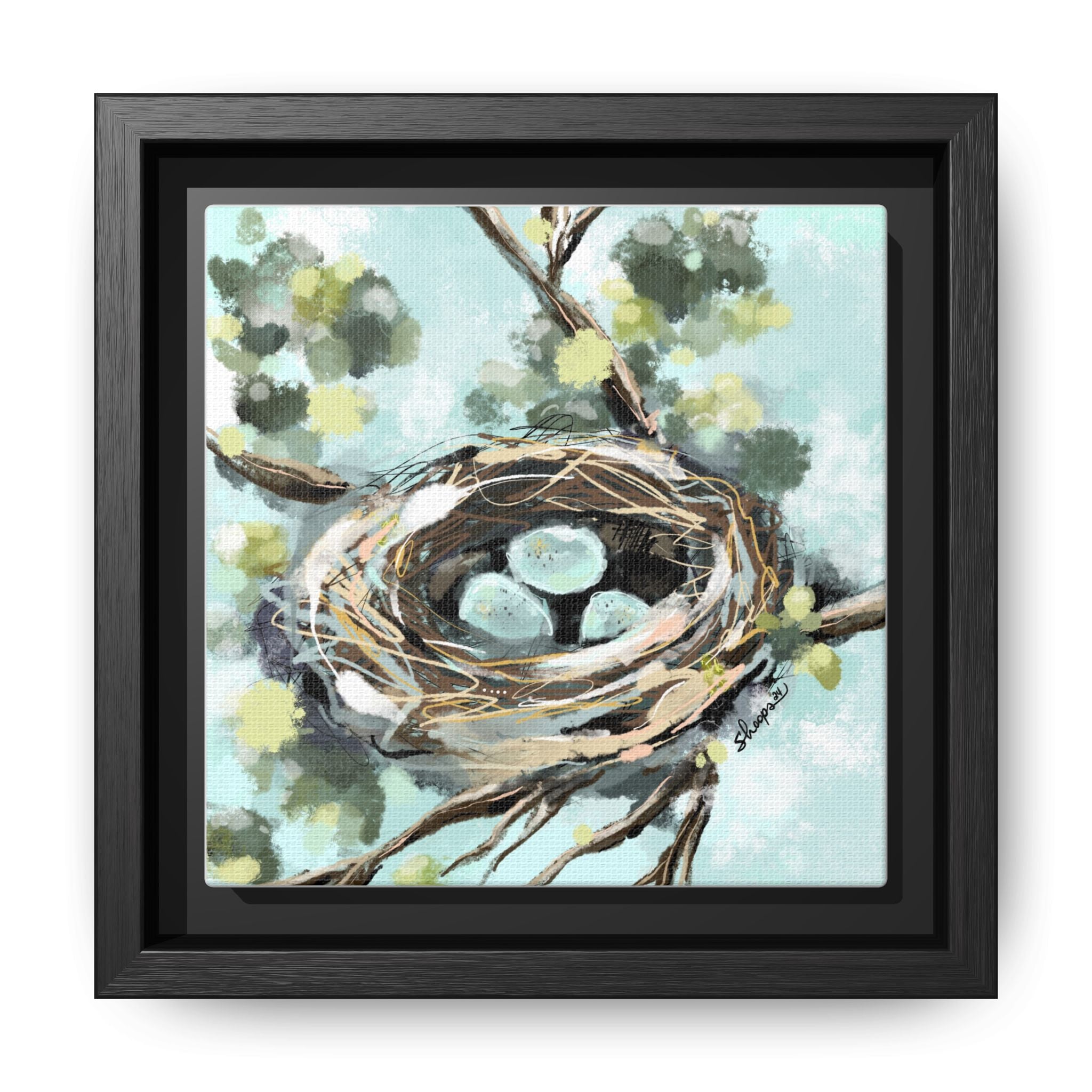 Framed Nest Art - Three New Babies