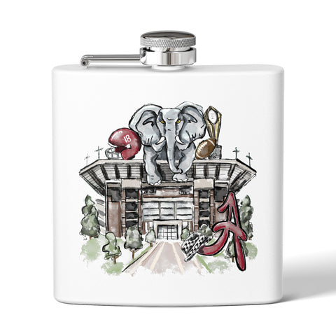 Alabama Sports Flask - 6oz Stainless Steel Hip Flask with Elephant Design