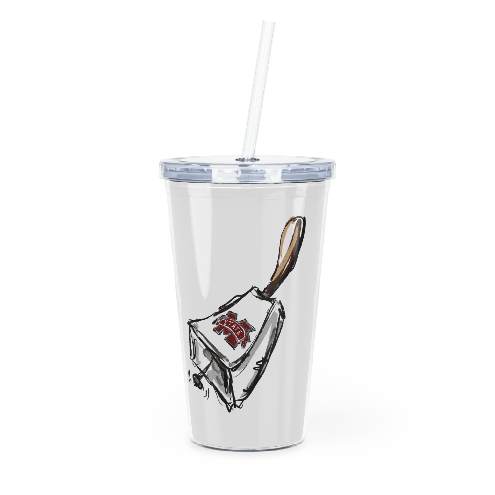 MSU Cowbell - Stylish Plastic Tumbler with Straw