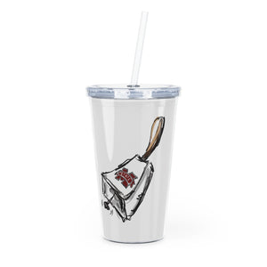 MSU Cowbell - Stylish Plastic Tumbler with Straw
