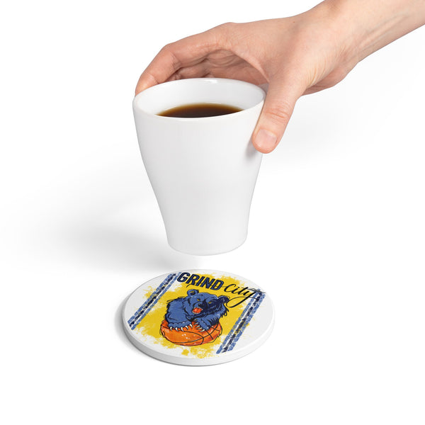 Grind City Basketball Ceramic Coaster - Unique Home Decor for Sports Fans