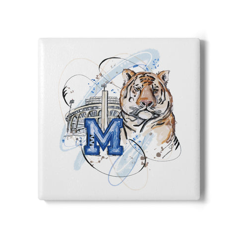 Memphis Football Ceramic Coaster - Perfect for Home Bars & Game Day Decor