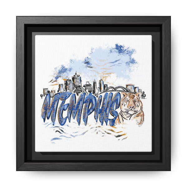 Framed Matte Canvas Art - Memphis Tigers Skyline