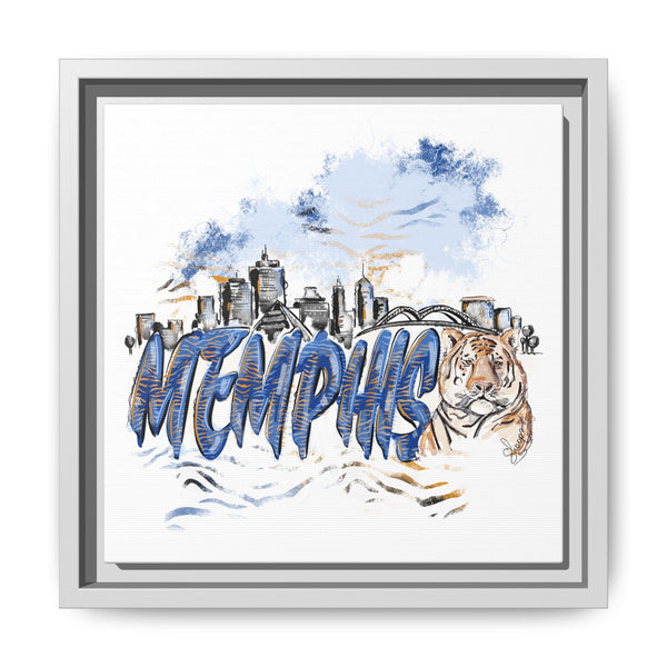 Framed Matte Canvas Art - Memphis Tigers Skyline