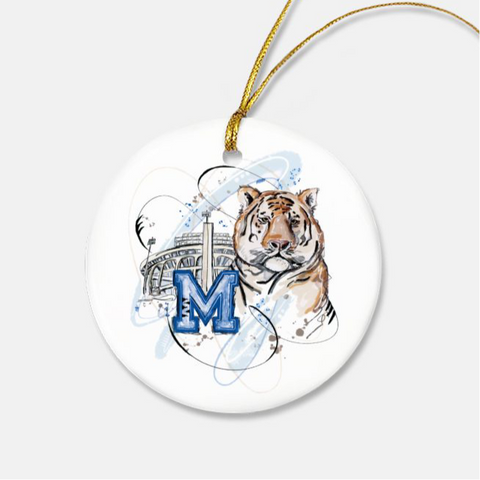 Memphis Football Ornament - Ceramic (Round)