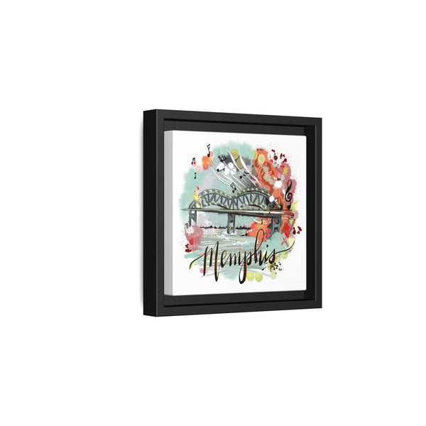 Framed Canvas Wall Art - Memphis Bridge with Music Motif