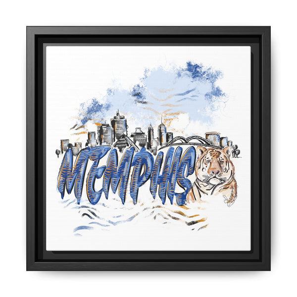 Framed Matte Canvas Art - Memphis Tigers Skyline