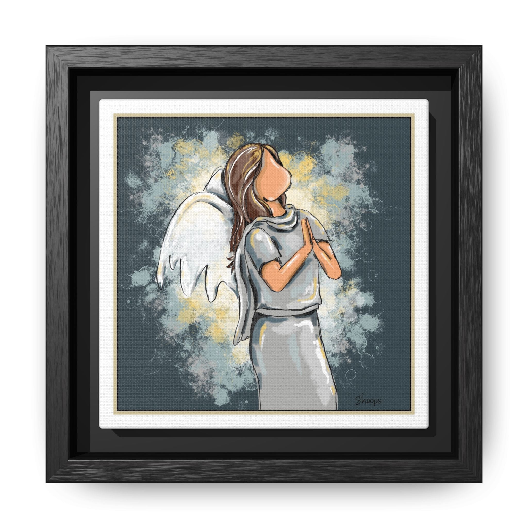 Dear God - Angel Framed Matte Canvas Wall Art