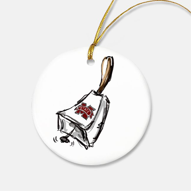 MSU cowbell Ornament - Ceramic (Round)