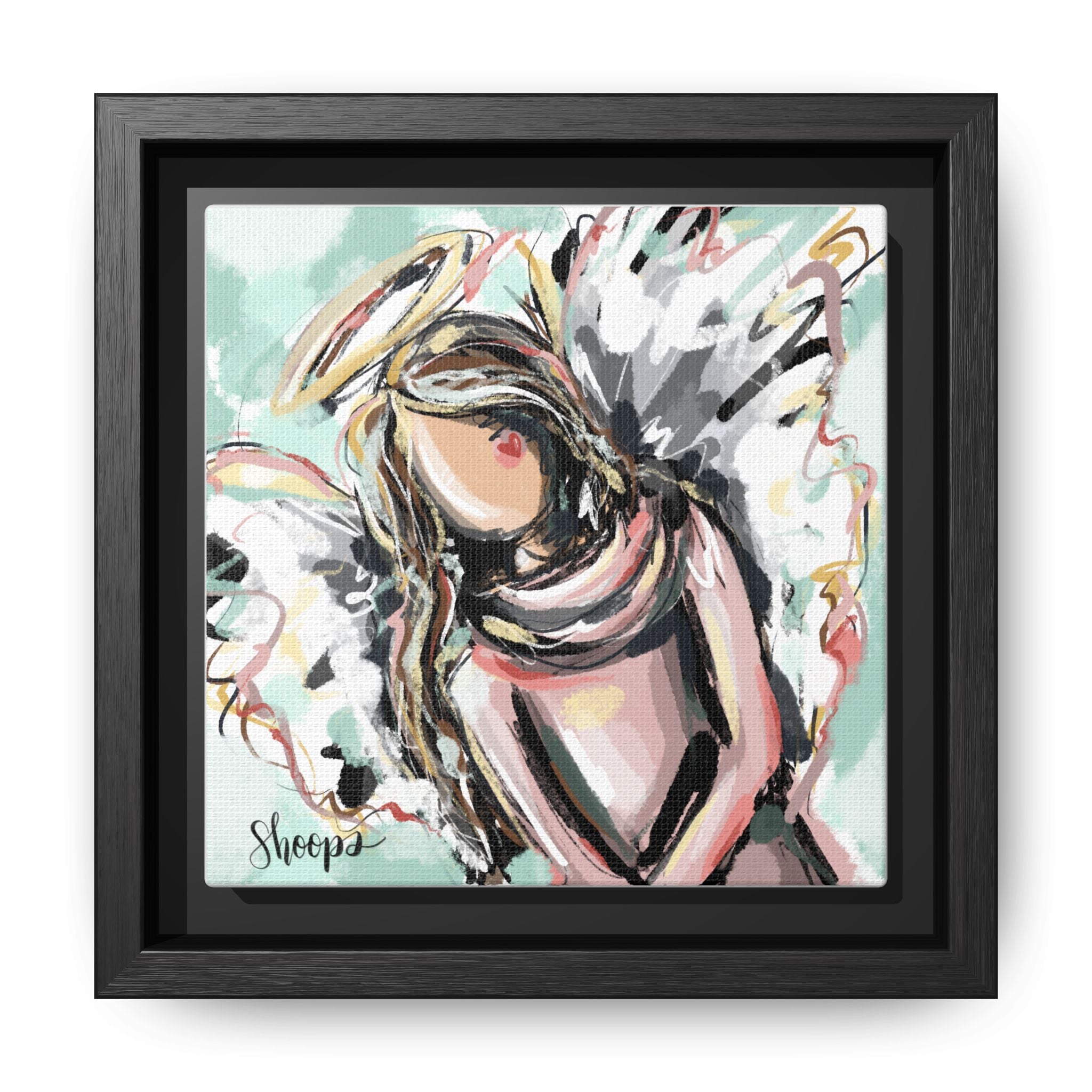 Framed Angel Art Print - Inspirational Multi-color Canvas for Home Decor