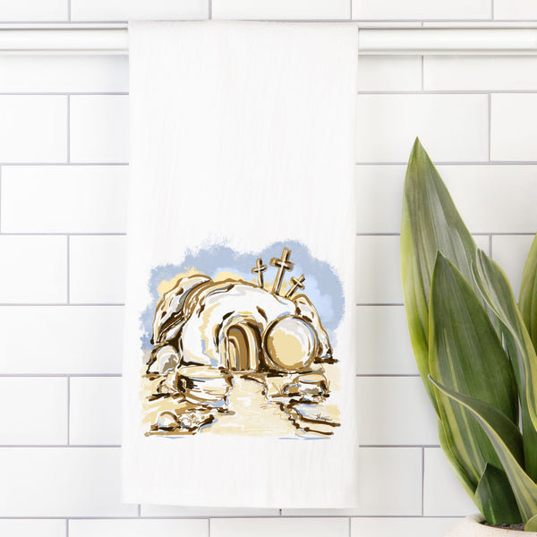 Easter Tea Towel (Flour Sack) Empty Tomb